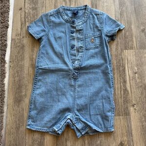 Blue Denim Short Sleeve Romper